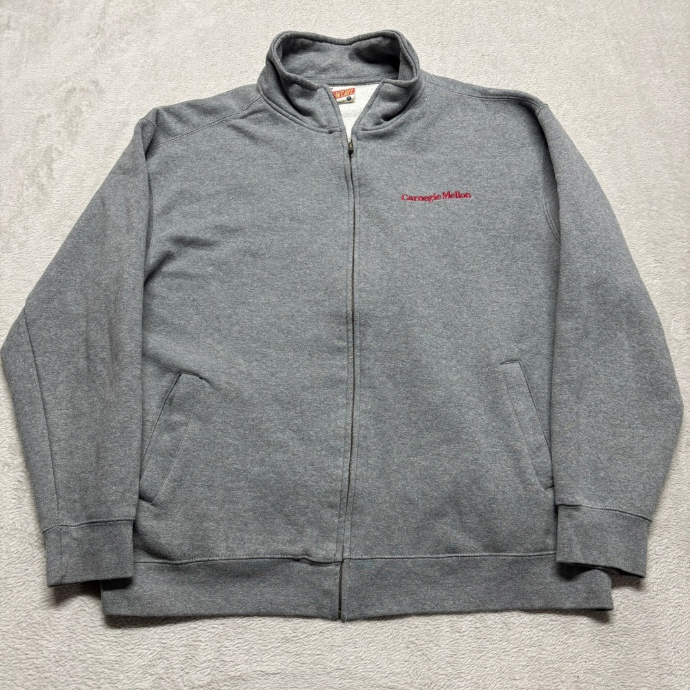Carnegie Mellon Sweatshirt Mens XL Gray NCAA MV Sport Pro-Weave Full Zip EUC